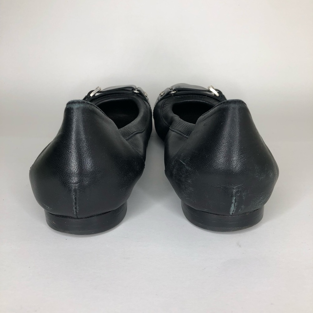 AGL Shoes Flats Slip Ons Women Size 40 US 9 Black Leather Italy Cap Toe - Picture 8 of 16